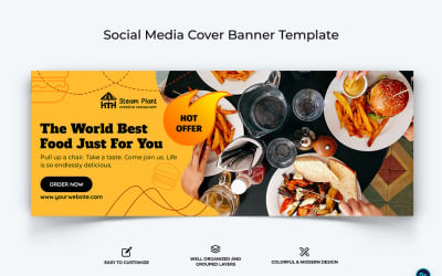 Restaurace a jídlo Facebook šablona návrhu banneru obalu-10