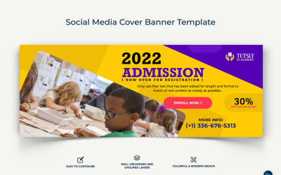 School Admissions Facebook Cover Banner Design Template-10