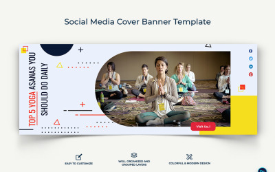Jóga és meditáció Facebook borító banner tervezősablon-16