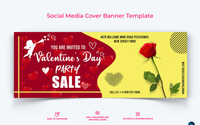 Valentin-nap Facebook borító banner tervezősablon-12