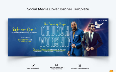 Diseño de banner de portada de Facebook de discurso de iglesia-028