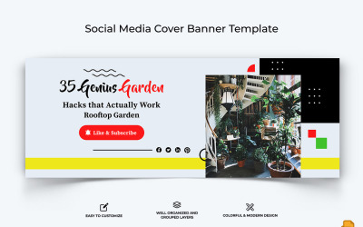 Conception de bannière de couverture Facebook de jardinage à la maison-007