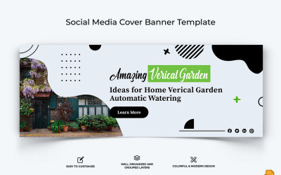 Diseño de banner de portada de Facebook de jardinería en el hogar-002