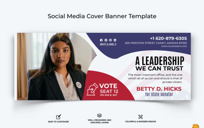 Conception de bannière de couverture Facebook de campagne politique-008