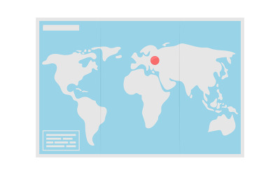 Carte du monde entier objet vectoriel couleur semi-plat