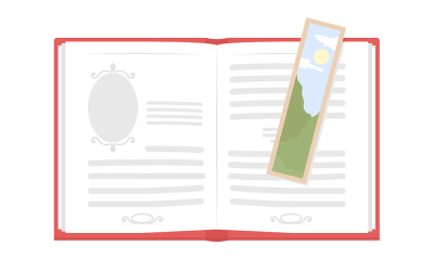 Libro de literatura abierta objeto vectorial de color semiplano