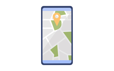 Map on mobile phone semi flat color vector object