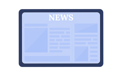 Tableta con objeto de vector de color semi plano de noticias