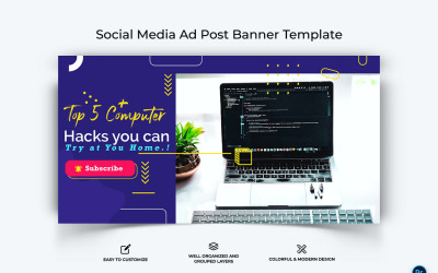 Computer Tricks and Hacking Facebook Ad Banner Design Template-08