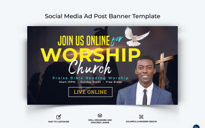 Kościół szablon projektu banera reklamowego na Facebook-17