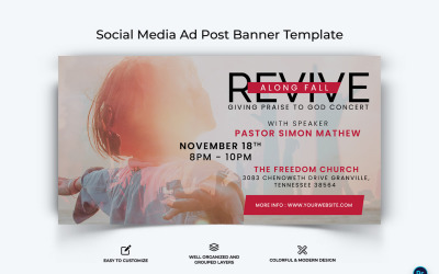 Kościół szablon projektu banera reklamowego na Facebook-33
