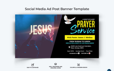 Modèle de conception de bannière publicitaire Facebook de l&amp;#39;église-18