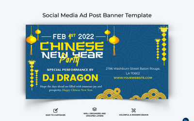 Modèle de conception de bannière publicitaire Facebook du Nouvel An chinois-14
