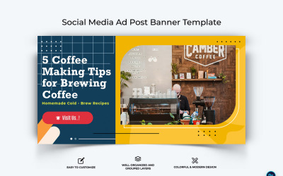Modello di progettazione banner pubblicitario di Facebook per la preparazione del caffè-10