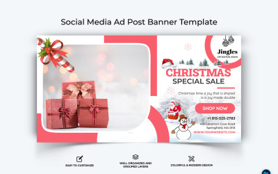 Offerta di vendita di Natale Modello di progettazione banner pubblicitario di Facebook-12