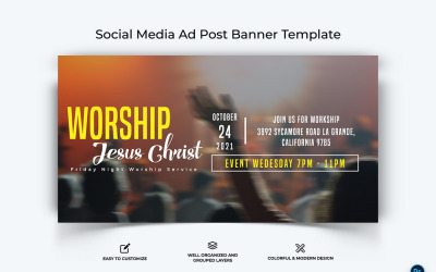 Šablona návrhu reklamního banneru církve na Facebooku-15