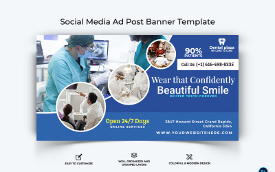 Diş Bakımı Facebook Reklam Banner Tasarım Şablonu-06