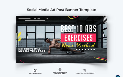 Plantilla de diseño de banner publicitario de Facebook de fitness-12