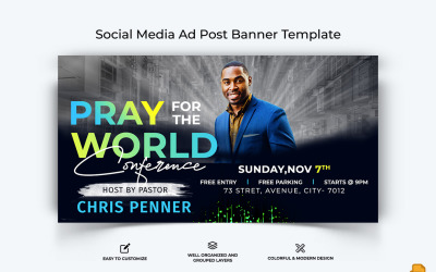 Design del banner pubblicitario di Facebook per discorso della chiesa-027