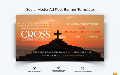 Design del banner pubblicitario di Facebook per discorso della chiesa-036
