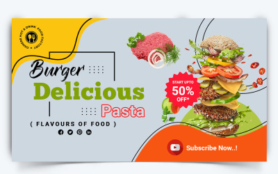 Food and Restaurant YouTube Thumbnail Design Template-16