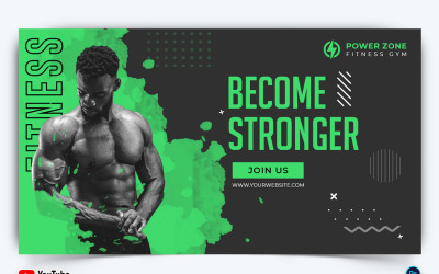 Gym and Fitness YouTube Thumbnail Design Template-24