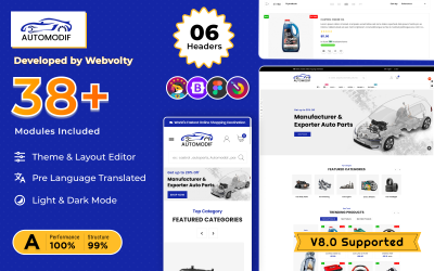Auto Modif Mega–Cars Spare-AutoPart PrestaShop 8.0 Премиум адаптивная тема