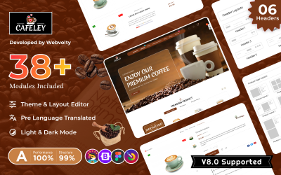 Cafeley VIP Mega Kahve–Çay Doğa–Nescafe PrestaShop 8.0 Premium Duyarlı Tema