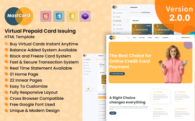 Mastcard – HTML-шаблон видачі віртуальної передплаченої картки