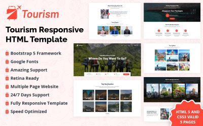 Toerisme responsieve HTML-sjabloon
