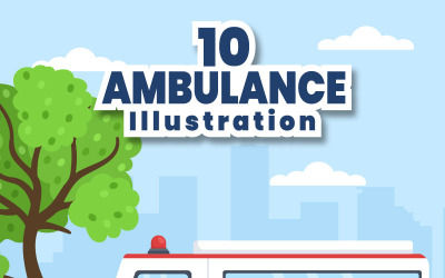 10 Medicinskt fordon Ambulansbil Illustration