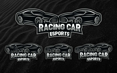 Samochód wyścigowy Esports Maskotka Logo Design-tożsamość marki