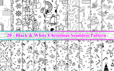 Black &amp;amp; White Christmas Seamless Pattern, Christmas Seamless Pattern
