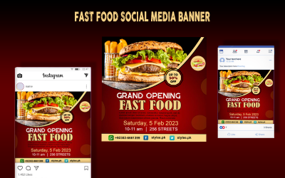 Darmowy szablon broszury o fast foodach w mediach społecznościowych