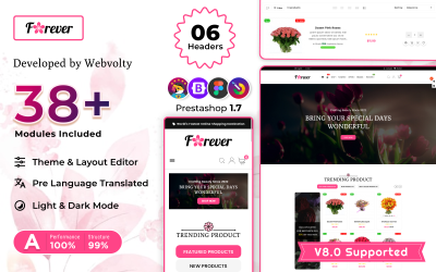 Forever Flowers - Подарки Mega PrestaShop 8.0 Премиум адаптивная тема