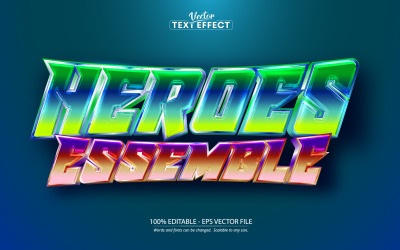 Heroes Essemble - 可编辑文本效果、团队和运动文本样式、图形插图