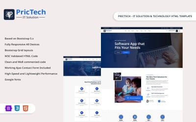 PricTech - HTML-mall för IT-lösning och teknik