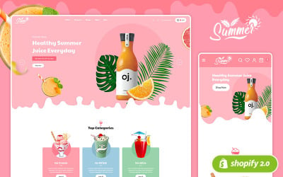 Летние соки и коктейли — чистая адаптивная тема Shopify