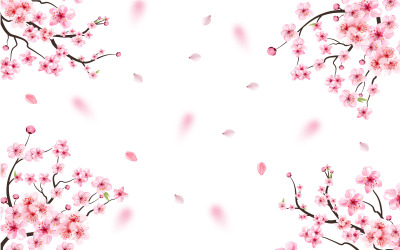 Cherry Blossom Vector met Sakura Flower