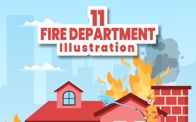 11 Tűzoltóság vagy tűzoltó illusztráció