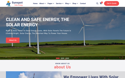 Sunspot - Solar Energy HTML5 webbplatsmall