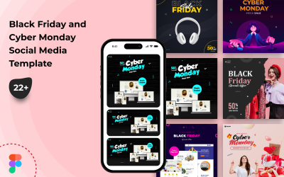 Modelo de mídia social Black Friday e Cyber Monday