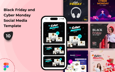 Sjabloon voor sociale media voor Black Friday en Cyber Monday