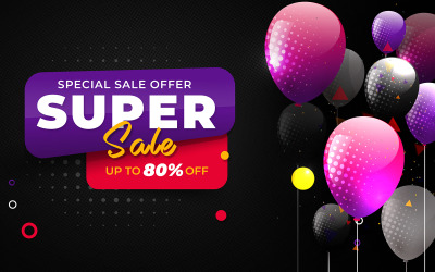 Super realistischer Verkaufsrabatt dunkler Hintergrund mit glänzenden schönen Ballons und fliegendem Design