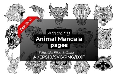 Mais de 200 páginas para colorir de mandalas de animais