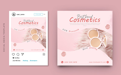 Cosmetische schoonheidsproductpromotie Instagram-post en sociale media-bannersjabloon