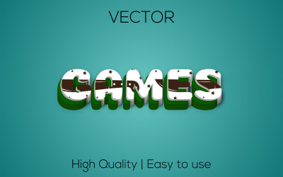 giochi | Giochi 3D | Stile di testo realistico | Effetto testo vettoriale modificabile | stile carattere vettoriale premium