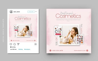 Hud Skönhet Kosmetika Produkter Marknadsföring Sociala medier Reklam Post Banner Mall