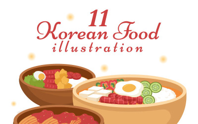 11 Ilustração do Menu Conjunto de Comida Coreana