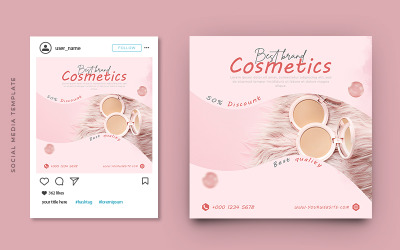 Kozmetik Güzellik Ürün Promosyonu Instagram Post Ve Sosyal Medya Banner Şablonu